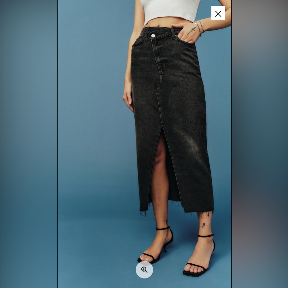 Reformation Nila Long Denim Skirt Black - Size 25 - Picture 4 of 4